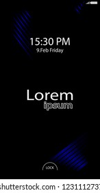 Modern Lock Screen for Mobile Apps. Vector Illustration. blue color