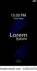 Modern Lock Screen for Mobile Apps. Vector Illustration. blue color