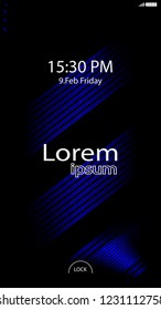 Modern Lock Screen for Mobile Apps. Vector Illustration. blue color