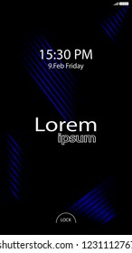 Modern Lock Screen for Mobile Apps. Vector Illustration. blue color