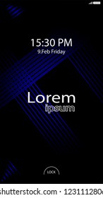 Modern Lock Screen for Mobile Apps. Vector Illustration. blue color