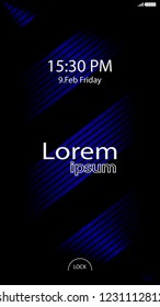 Modern Lock Screen for Mobile Apps. Vector Illustration. blue color