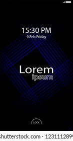Modern Lock Screen for Mobile Apps. Vector Illustration. blue color