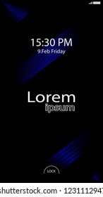 Modern Lock Screen for Mobile Apps. Vector Illustration. blue color