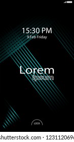 Modern Lock Screen for Mobile Apps. Vector Illustration. 