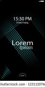 Modern Lock Screen for Mobile Apps. Vector Illustration. 