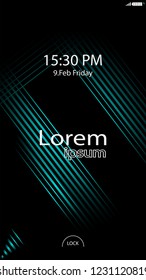 Modern Lock Screen for Mobile Apps. Vector Illustration. 