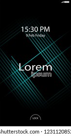 Modern Lock Screen for Mobile Apps. Vector Illustration. 