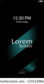 Modern Lock Screen for Mobile Apps. Vector Illustration. 