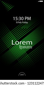 Modern Lock Screen for Mobile Apps. Vector Illustration.  green color