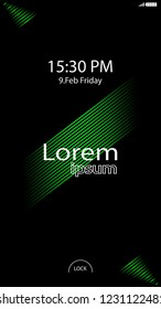 Modern Lock Screen for Mobile Apps. Vector Illustration.  green color