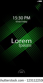 Modern Lock Screen for Mobile Apps. Vector Illustration.  green color