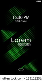 Modern Lock Screen for Mobile Apps. Vector Illustration.  green color