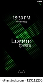Modern Lock Screen for Mobile Apps. Vector Illustration.  green color