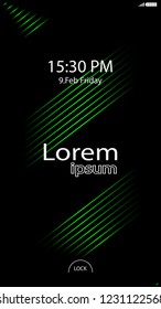 Modern Lock Screen for Mobile Apps. Vector Illustration.  green color