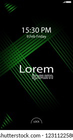 Modern Lock Screen for Mobile Apps. Vector Illustration.  green color