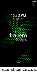 Modern Lock Screen for Mobile Apps. Vector Illustration.  green color