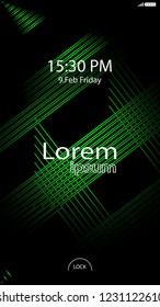 Modern Lock Screen for Mobile Apps. Vector Illustration.  green color