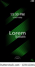 Modern Lock Screen for Mobile Apps. Vector Illustration.  green color