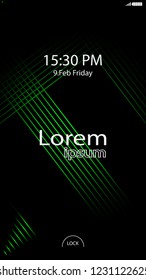 Modern Lock Screen for Mobile Apps. Vector Illustration.  green color
