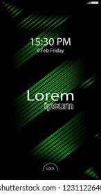 Modern Lock Screen for Mobile Apps. Vector Illustration.  green color