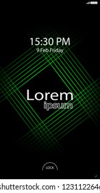 Modern Lock Screen for Mobile Apps. Vector Illustration.  green color