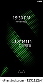 Modern Lock Screen for Mobile Apps. Vector Illustration.  green color