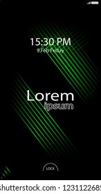 Modern Lock Screen for Mobile Apps. Vector Illustration.  green color