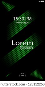 Modern Lock Screen for Mobile Apps. Vector Illustration.  green color