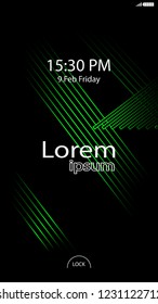 Modern Lock Screen for Mobile Apps. Vector Illustration.  green color