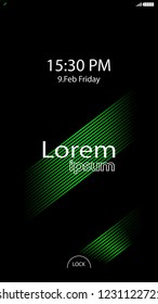 Modern Lock Screen for Mobile Apps. Vector Illustration.  green color