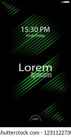Modern Lock Screen for Mobile Apps. Vector Illustration.  green color