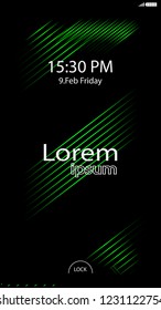 Modern Lock Screen for Mobile Apps. Vector Illustration.  green color
