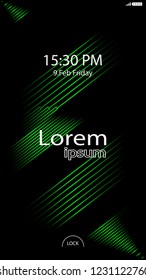 Modern Lock Screen for Mobile Apps. Vector Illustration.  green color