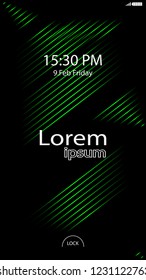 Modern Lock Screen for Mobile Apps. Vector Illustration.  green color