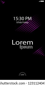 Modern Lock Screen for Mobile Apps. Vector Illustration. pink color