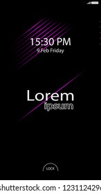 Modern Lock Screen for Mobile Apps. Vector Illustration. pink color