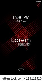 Modern Lock Screen for Mobile Apps. Vector Illustration. red color