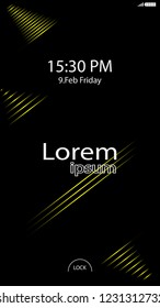 Modern Lock Screen for Mobile Apps. Vector Illustration. Color yellow or gold