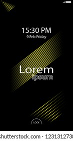 Modern Lock Screen for Mobile Apps. Vector Illustration. Color yellow or gold