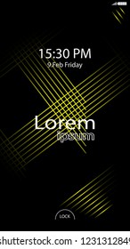 Modern Lock Screen for Mobile Apps. Vector Illustration. Color yellow or gold