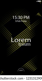 Modern Lock Screen for Mobile Apps. Vector Illustration. Color yellow or gold