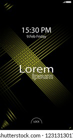 Modern Lock Screen for Mobile Apps. Vector Illustration. Color yellow or gold