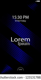Modern Lock Screen for Mobile Apps. Vector Illustration. 