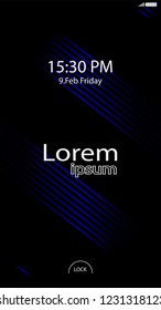 Modern Lock Screen for Mobile Apps. Vector Illustration. 
