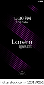 Modern Lock Screen for Mobile Apps. Vector Illustration. pink color