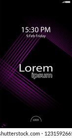Modern Lock Screen for Mobile Apps. Vector Illustration. pink color