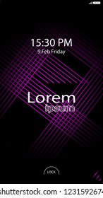 Modern Lock Screen for Mobile Apps. Vector Illustration. pink color