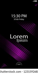 Modern Lock Screen for Mobile Apps. Vector Illustration. pink color
