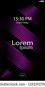 Modern Lock Screen for Mobile Apps. Vector Illustration. pink color